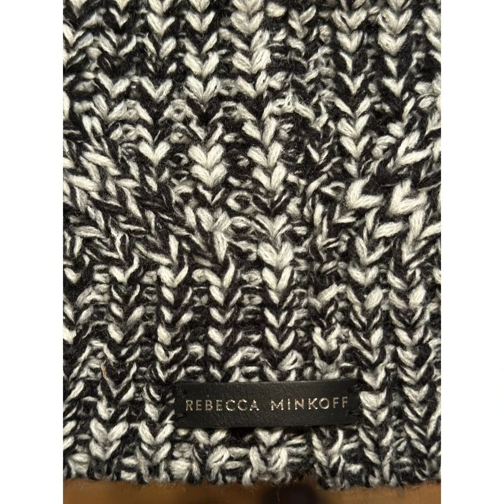 Rebecca Minkoff Beanie Hat Marled Knit With Pom Pom- One Size- Black‎